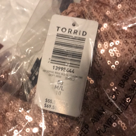 NWT Torrid Rose Gold Sequin Scoop Neck Foxy Cami 00/M/L 10 - Picture 4 of 4